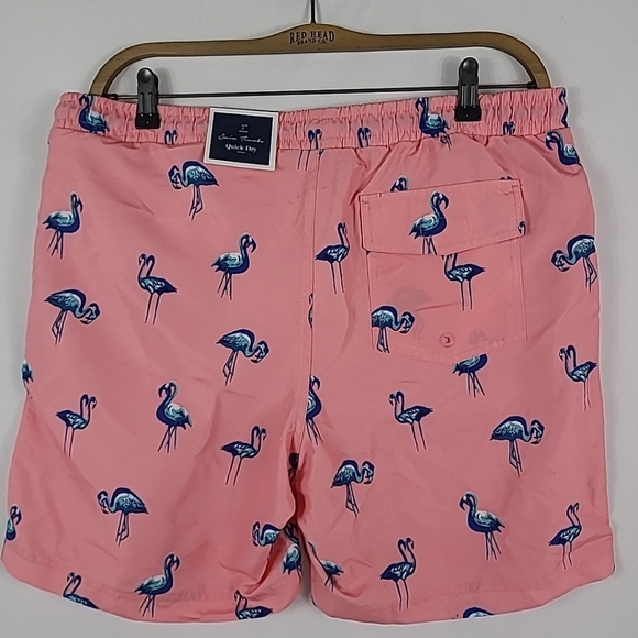 NWT $45 Club Room Quick Dry Swim Trunks w/ Pockets Pink Blue Flamingo Size M - Picture 6 of 7